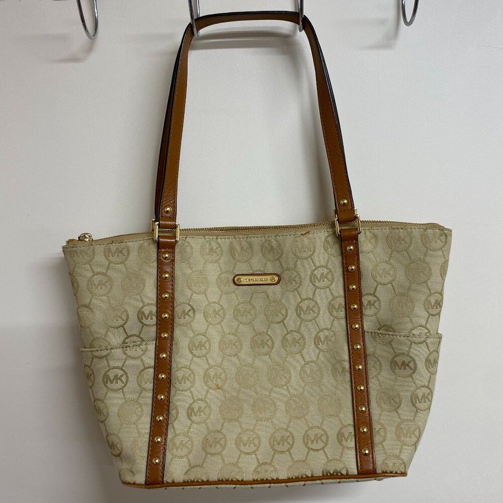 Michael Kors Signature Zip Stud Shoulder Hand Bag Tote